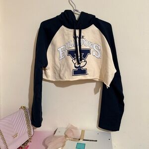 Zara Cropped Bulldogs Hoodie - Navy and Cream